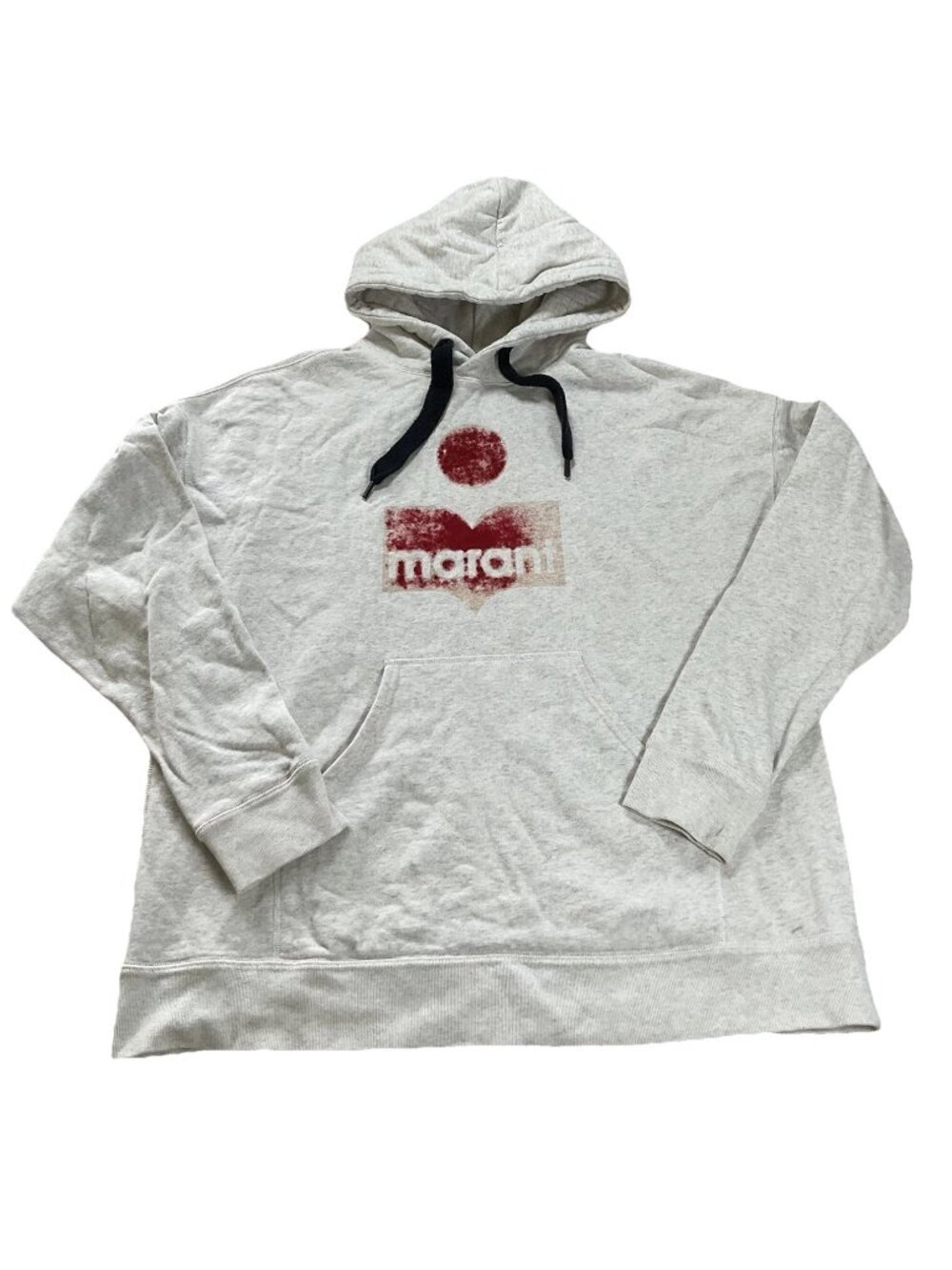 Isabel Marant Etoile Hoodie Womens XL Light Heather Grey Marron Emblem